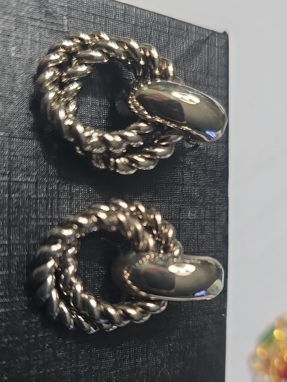 Polished Silver-Tone Twisted Rope  Earrings